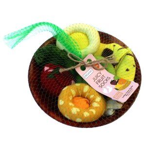 New Women's Organic 5pk Juicy Fruit Socks Fruit Bowl Funny Gag Gift Size 4-10
